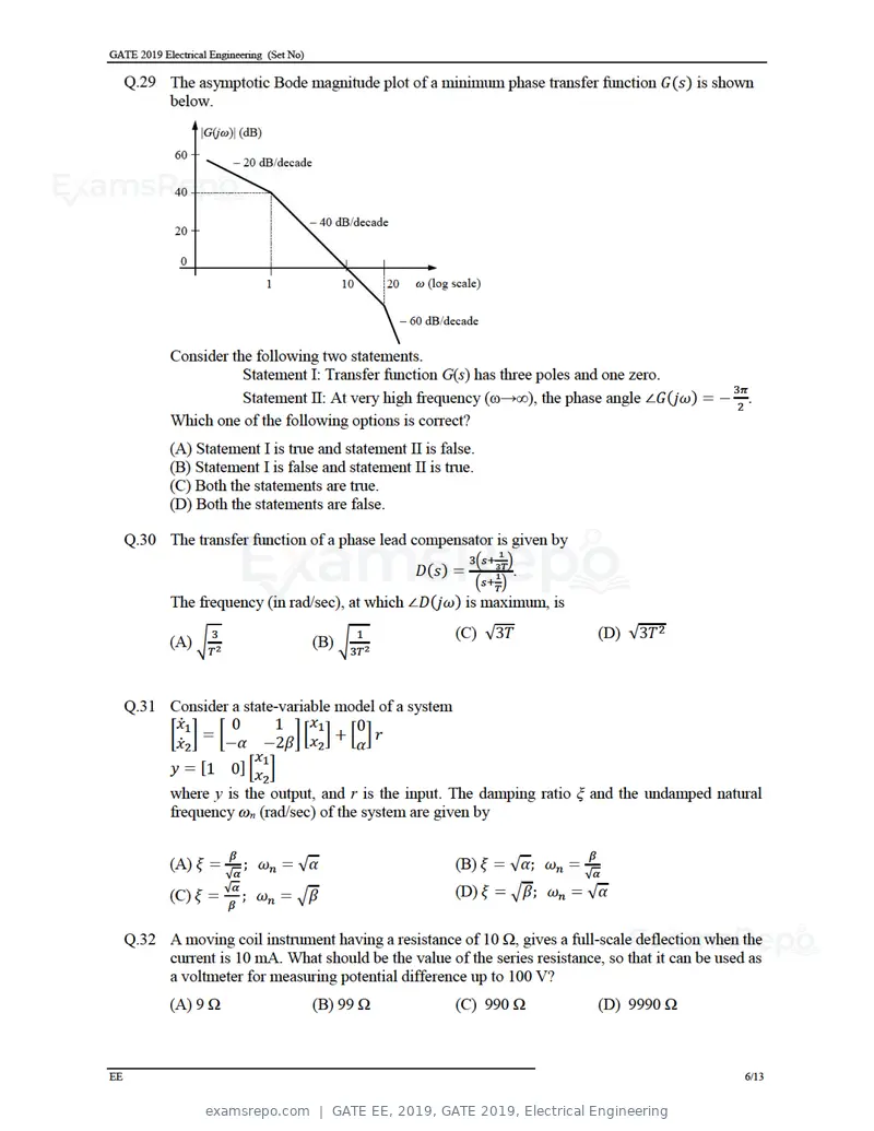 GATE EE 2019 question paper, GATE 2019, Electrical Engineering, page 8 of 16