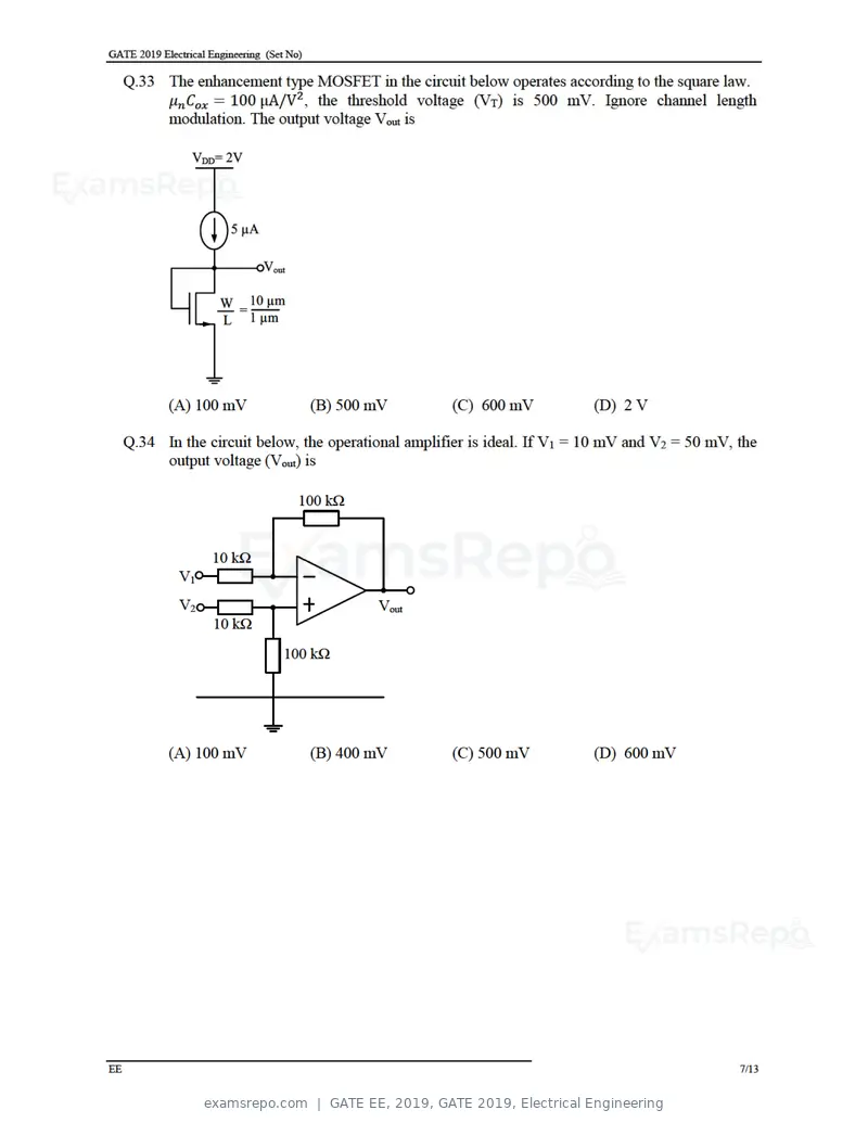 GATE EE 2019 question paper, GATE 2019, Electrical Engineering, page 9 of 16