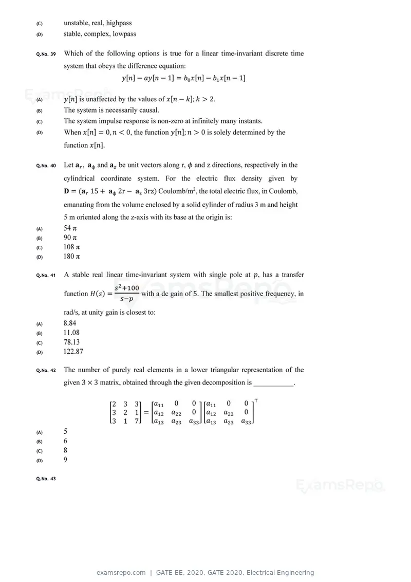 GATE EE 2020 question paper, GATE 2020, Electrical Engineering, page 13 of 20