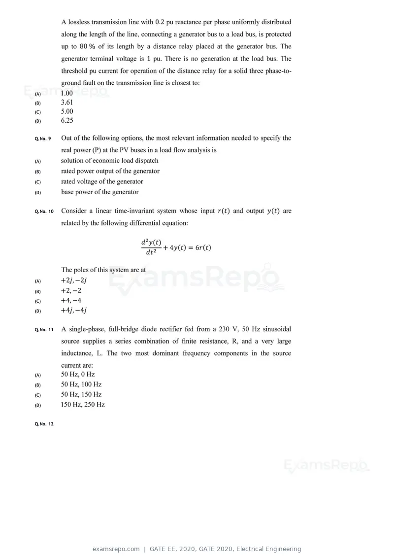 GATE EE 2020 question paper, GATE 2020, Electrical Engineering, page 5 of 20