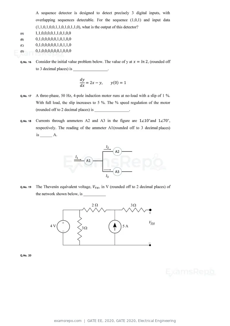 GATE EE 2020 question paper, GATE 2020, Electrical Engineering, page 7 of 20
