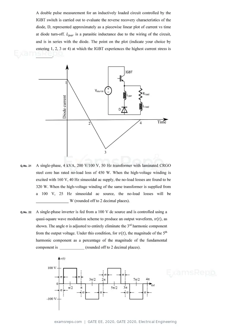 GATE EE 2020 question paper, GATE 2020, Electrical Engineering, page 8 of 20