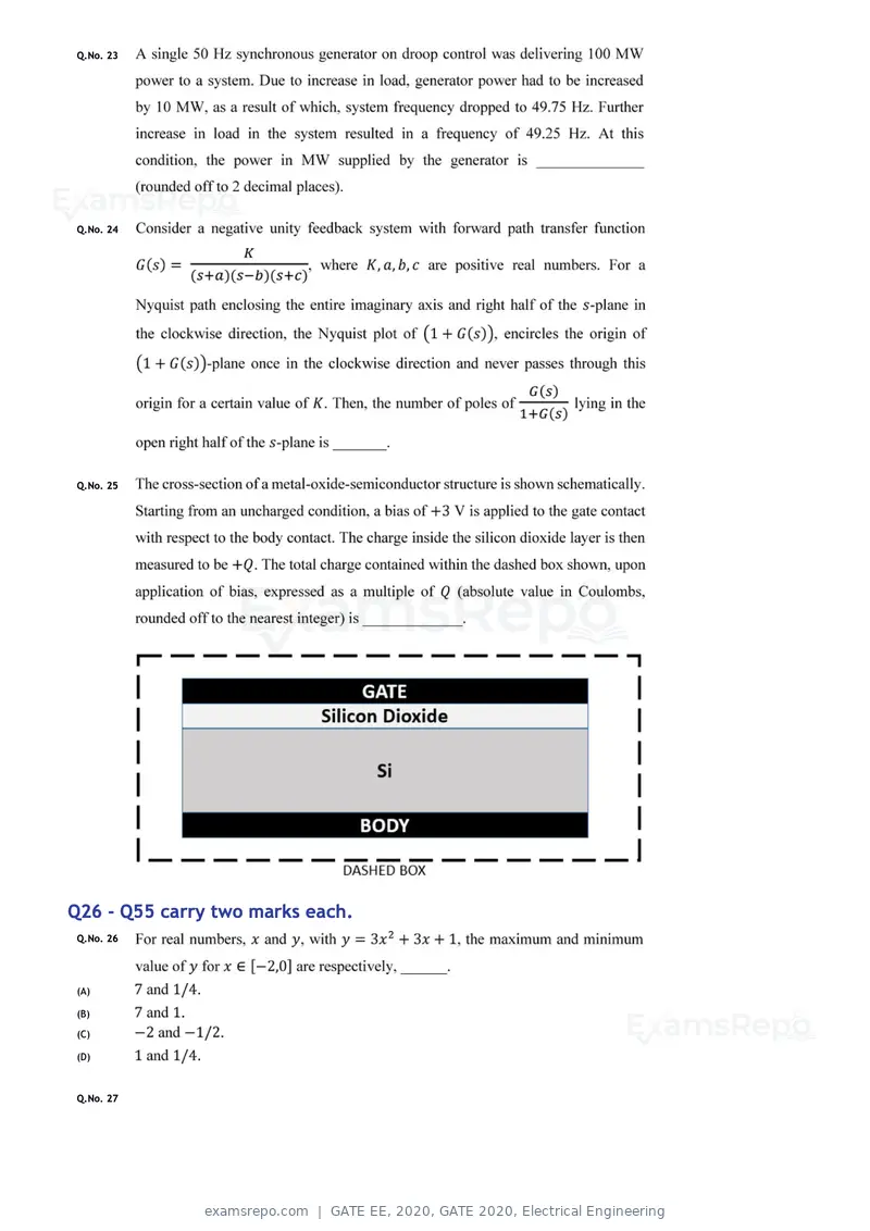 GATE EE 2020 question paper, GATE 2020, Electrical Engineering, page 9 of 20