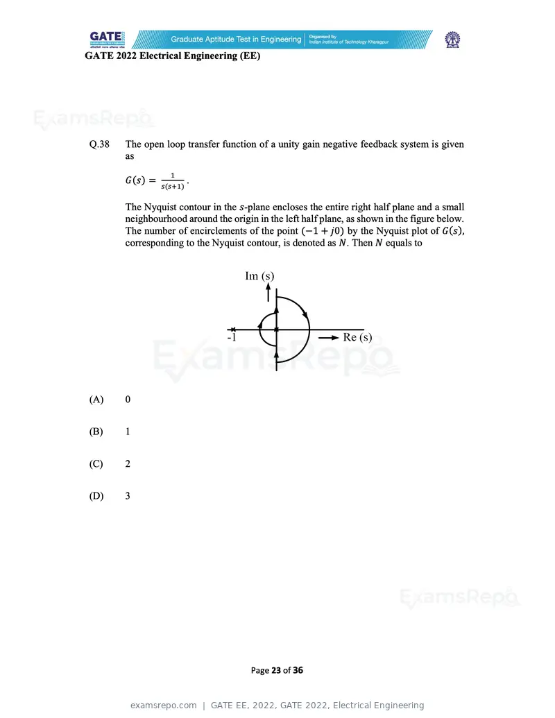 GATE EE 2022 question paper, GATE 2022, Electrical Engineering, page 23 of 38