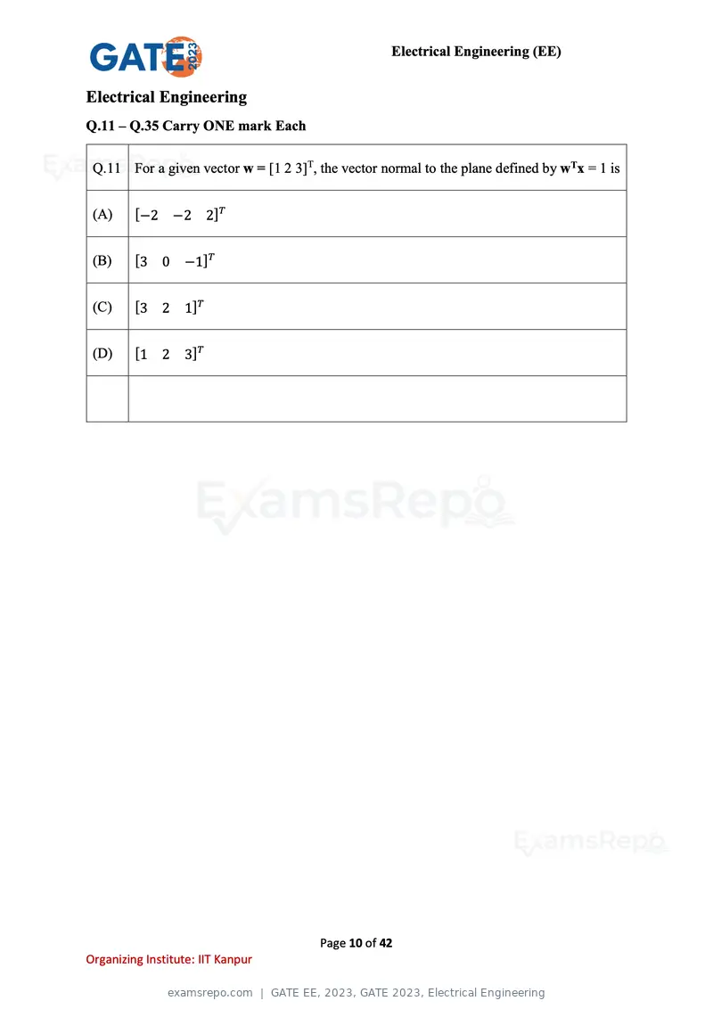 GATE EE 2023 question paper, GATE 2023, Electrical Engineering, page 10 of 42
