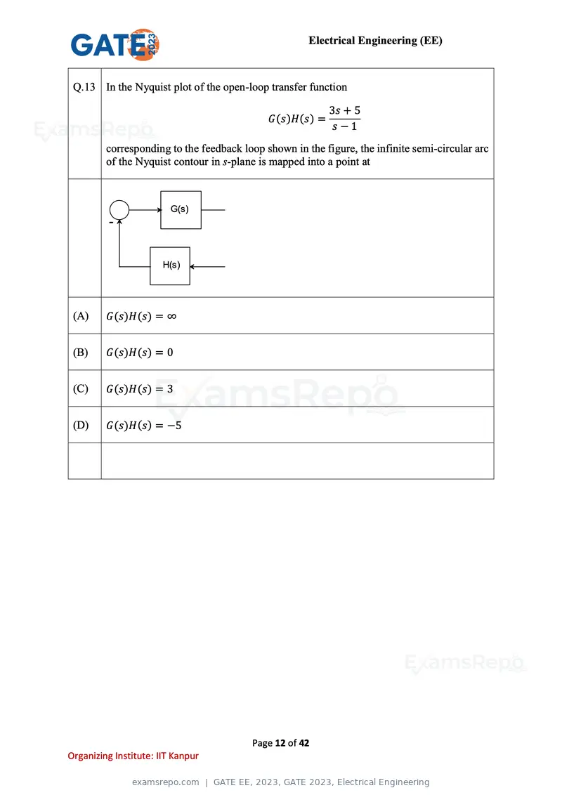 GATE EE 2023 question paper, GATE 2023, Electrical Engineering, page 12 of 42