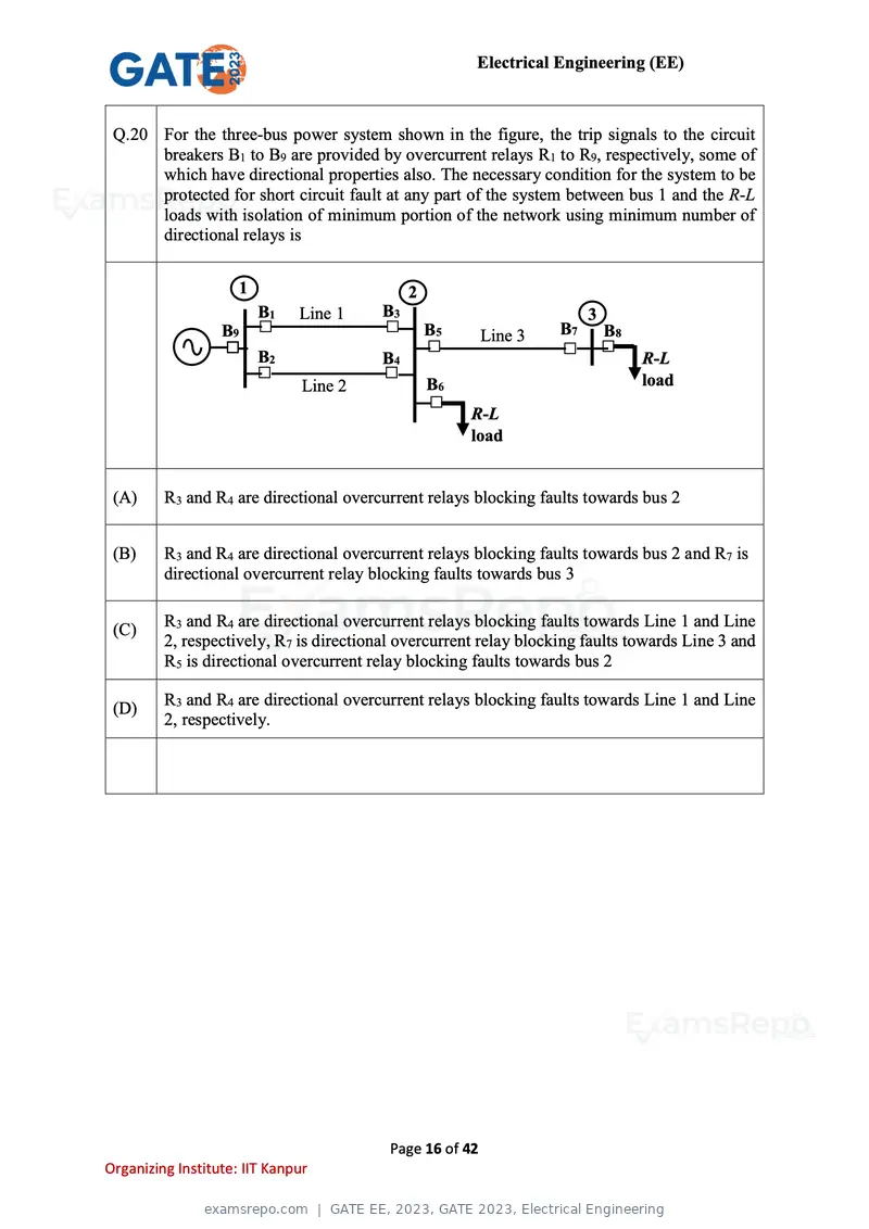 GATE EE 2023 question paper, GATE 2023, Electrical Engineering, page 16 of 42