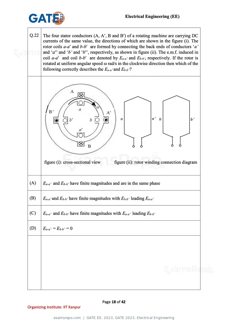 GATE EE 2023 question paper, GATE 2023, Electrical Engineering, page 18 of 42