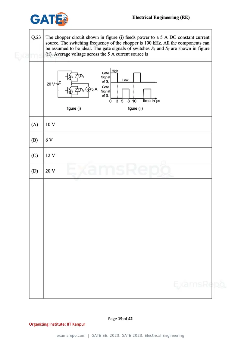 GATE EE 2023 question paper, GATE 2023, Electrical Engineering, page 19 of 42