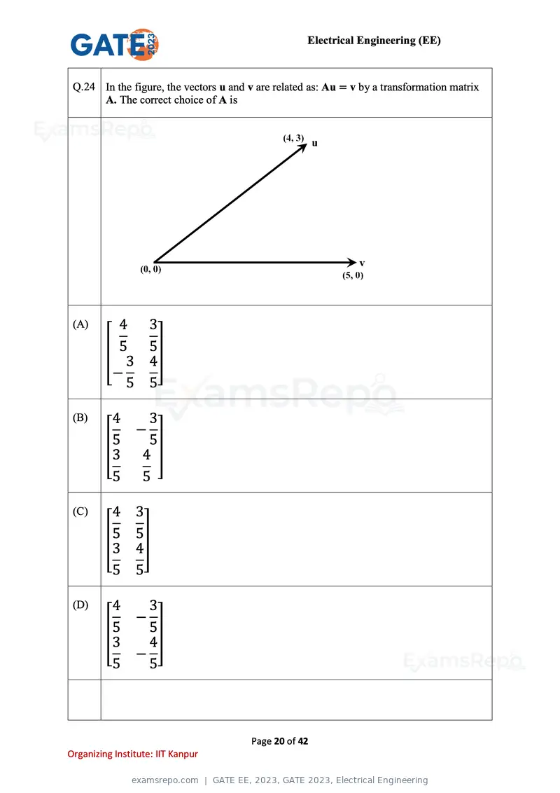 GATE EE 2023 question paper, GATE 2023, Electrical Engineering, page 20 of 42