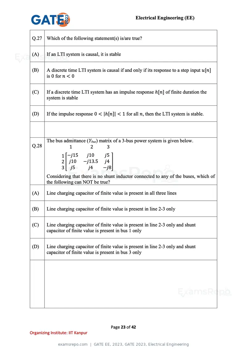 GATE EE 2023 question paper, GATE 2023, Electrical Engineering, page 23 of 42