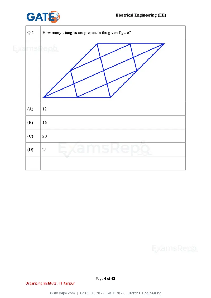 GATE EE 2023 question paper, GATE 2023, Electrical Engineering, page 4 of 42