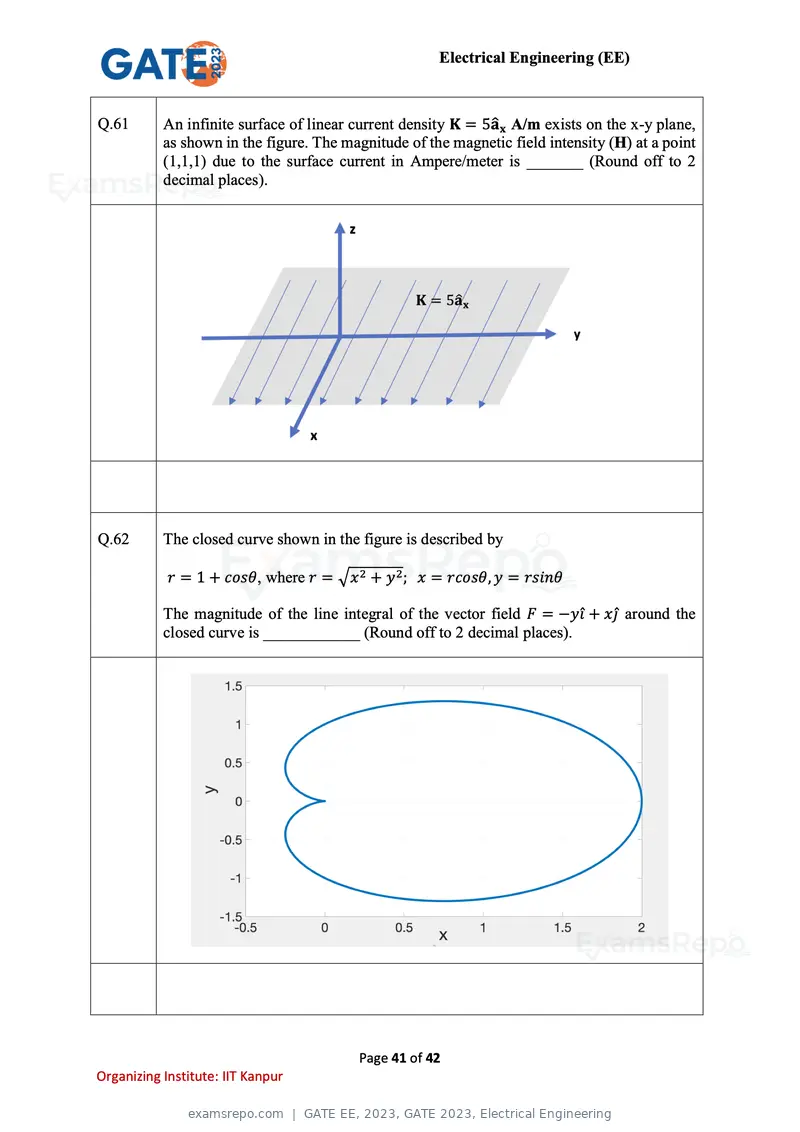 GATE EE 2023 question paper, GATE 2023, Electrical Engineering, page 41 of 42