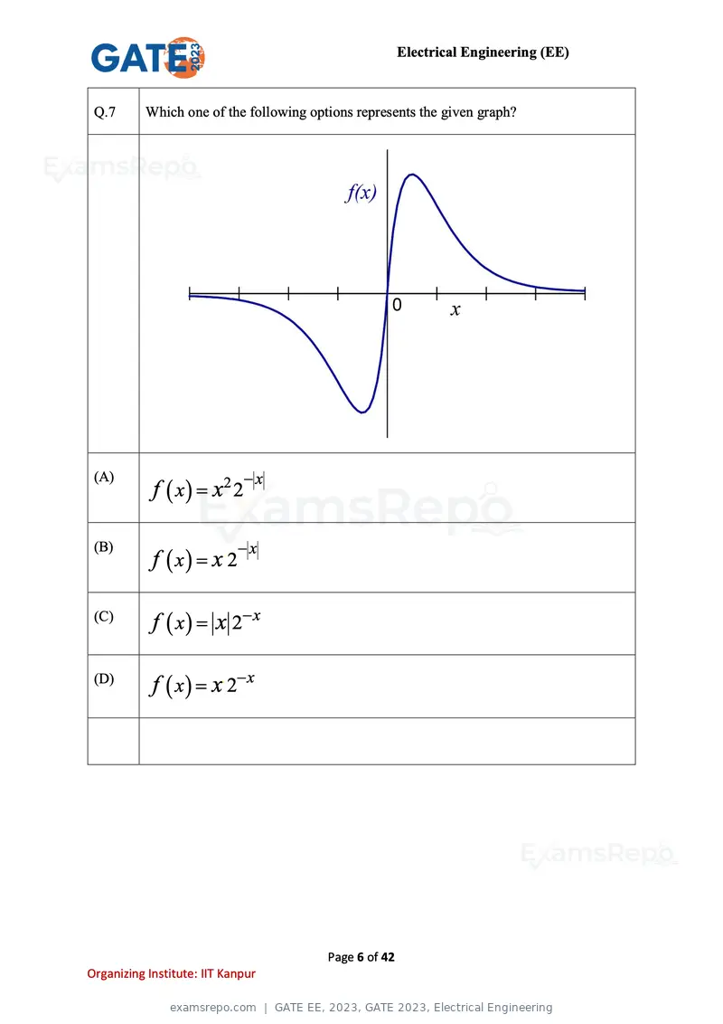 GATE EE 2023 question paper, GATE 2023, Electrical Engineering, page 6 of 42
