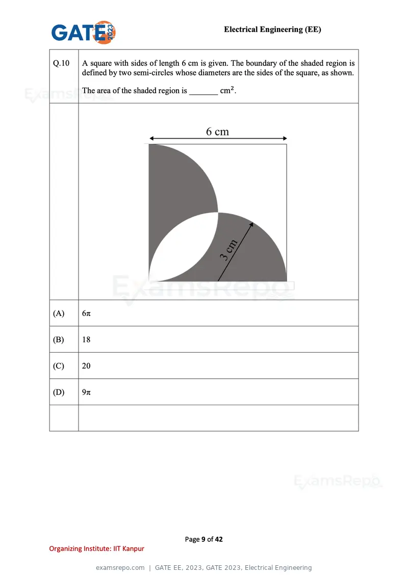 GATE EE 2023 question paper, GATE 2023, Electrical Engineering, page 9 of 42