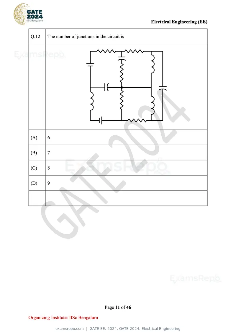 GATE EE 2024 question paper, GATE 2024, Electrical Engineering, page 11 of 46
