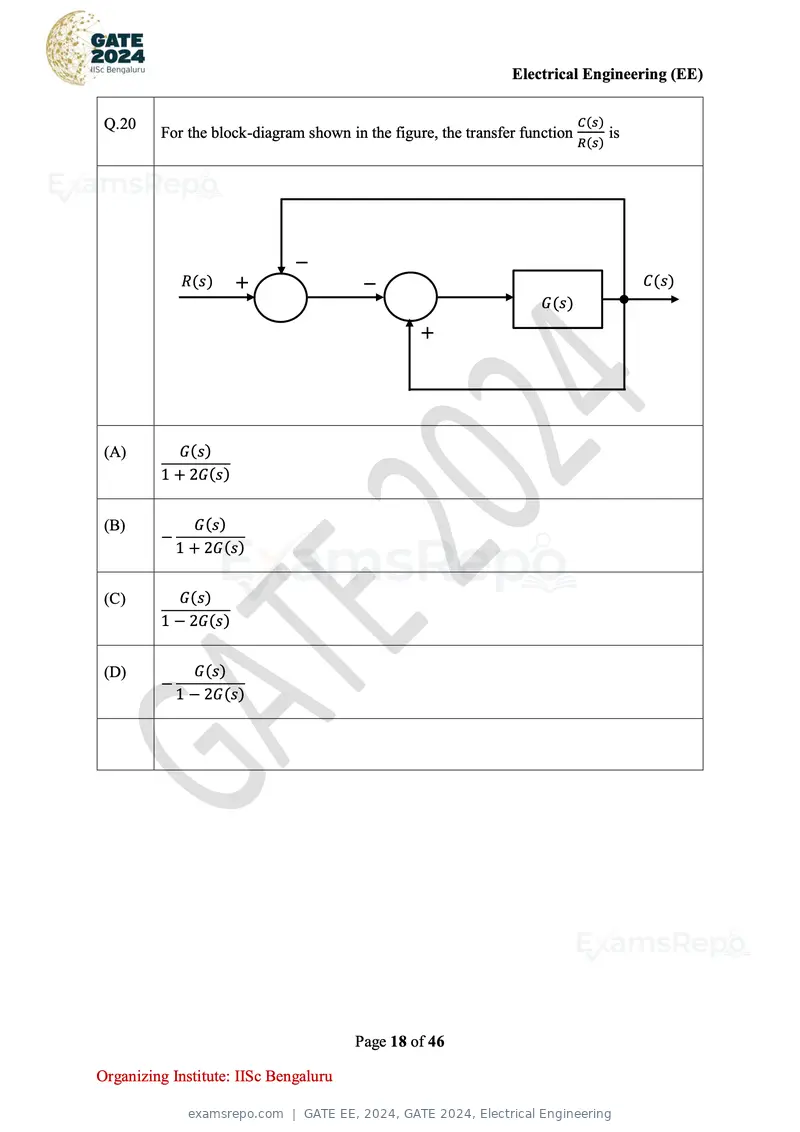 GATE EE 2024 question paper, GATE 2024, Electrical Engineering, page 18 of 46