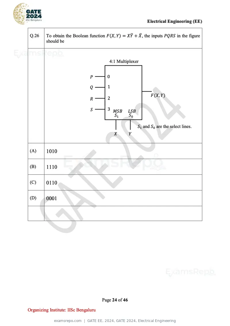 GATE EE 2024 question paper, GATE 2024, Electrical Engineering, page 24 of 46
