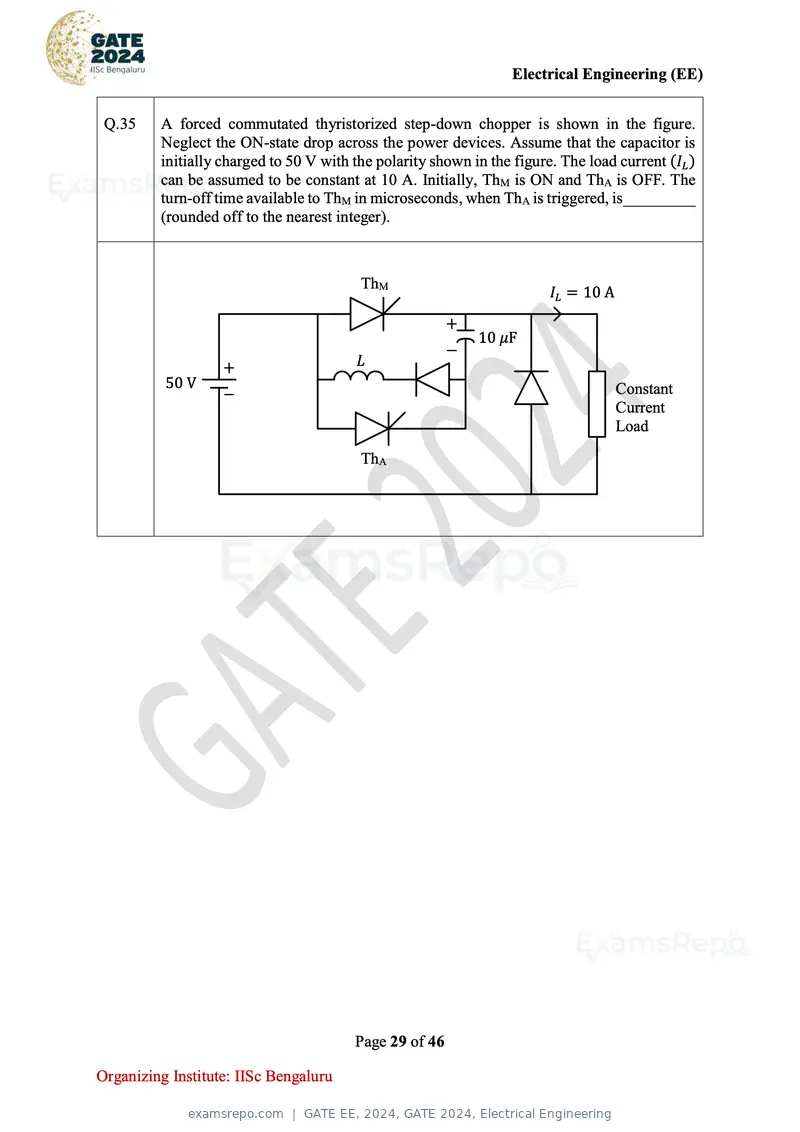 GATE EE 2024 question paper, GATE 2024, Electrical Engineering, page 29 of 46
