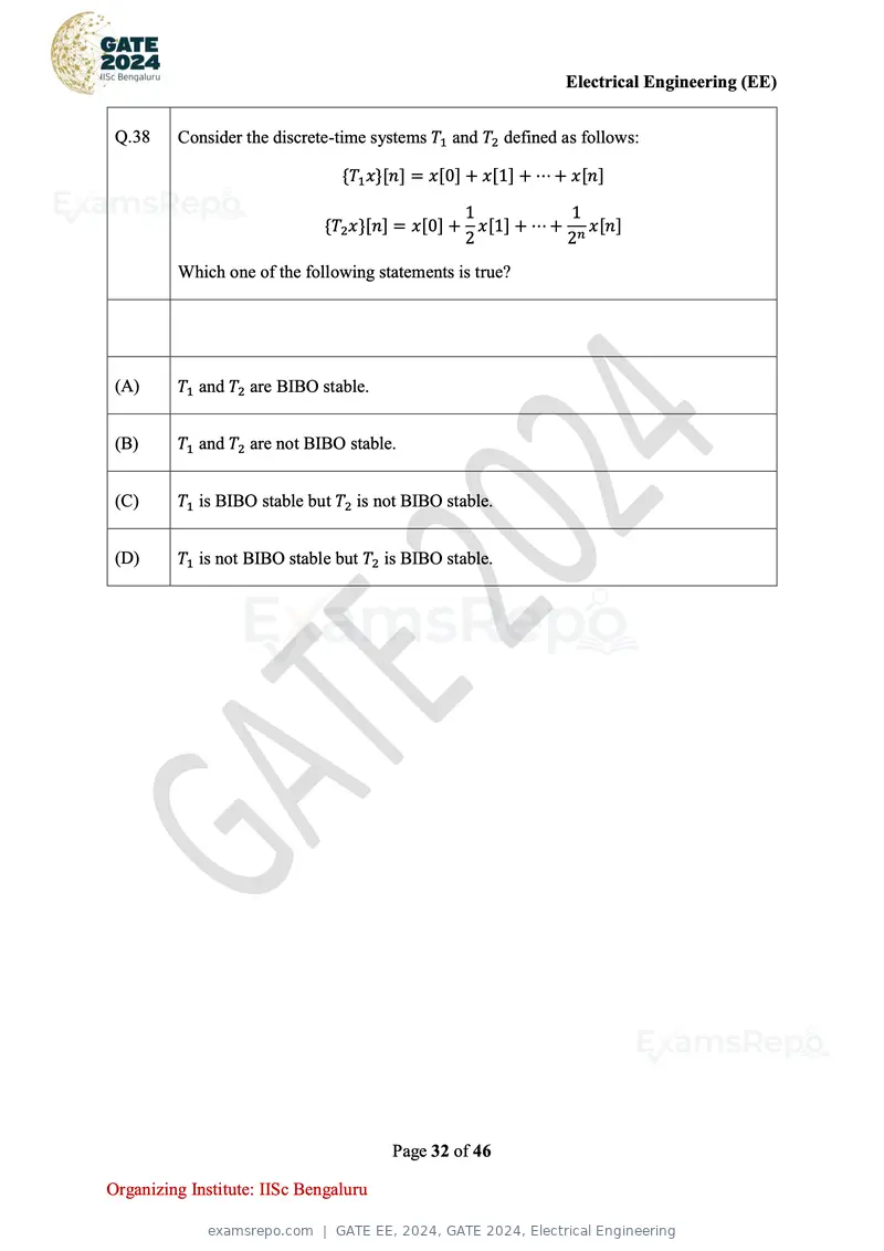 GATE EE 2024 question paper, GATE 2024, Electrical Engineering, page 32 of 46