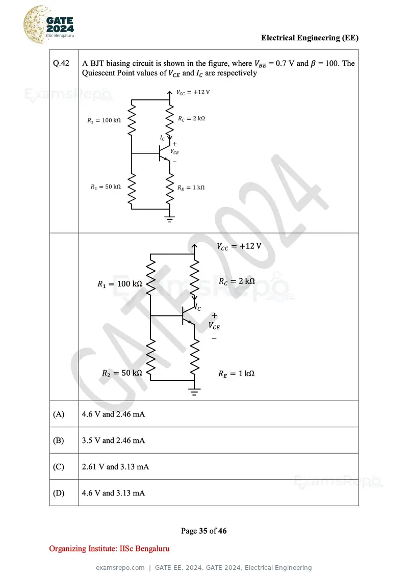 GATE EE 2024 question paper, GATE 2024, Electrical Engineering, page 35 of 46