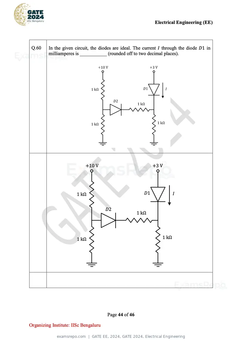 GATE EE 2024 question paper, GATE 2024, Electrical Engineering, page 44 of 46