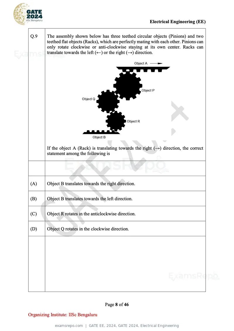 GATE EE 2024 question paper, GATE 2024, Electrical Engineering, page 8 of 46