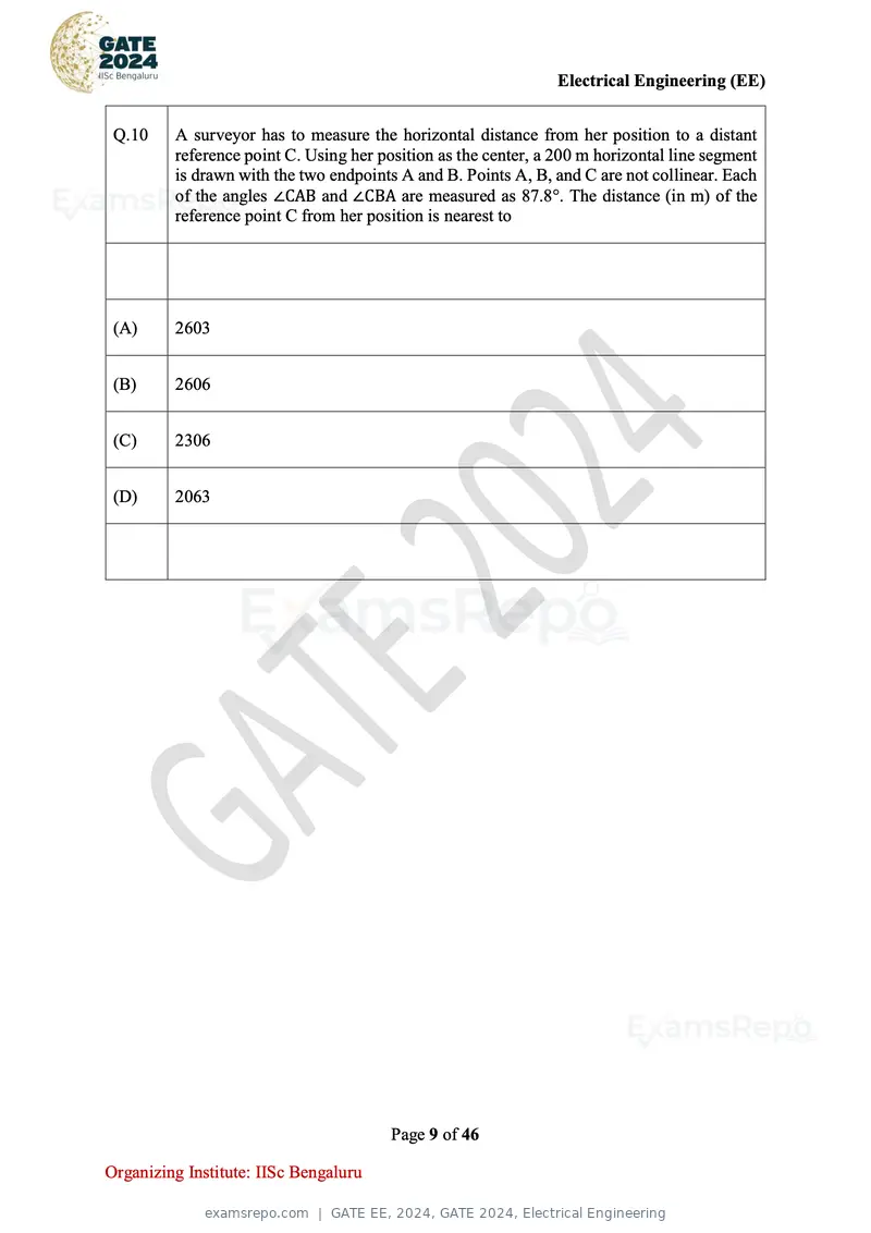 GATE EE 2024 question paper, GATE 2024, Electrical Engineering, page 9 of 46