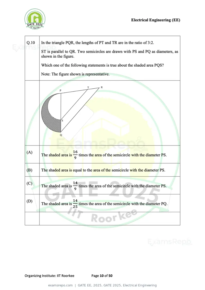 GATE EE 2025 question paper, GATE 2025, Electrical Engineering, page 10 of 50