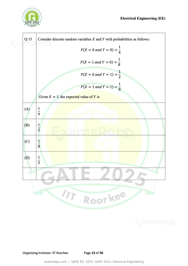 GATE EE 2025 question paper, GATE 2025, Electrical Engineering, page 13 of 50