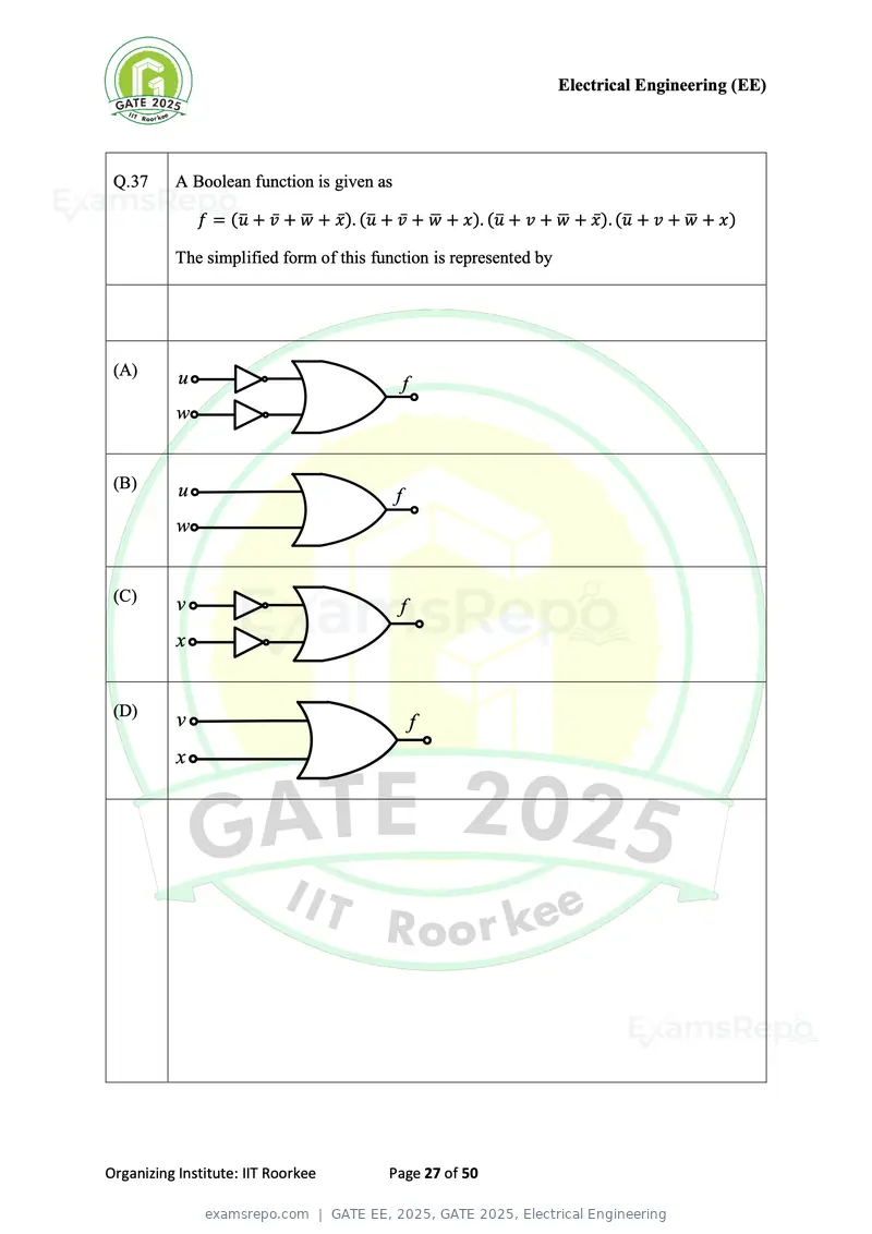 GATE EE 2025 question paper, GATE 2025, Electrical Engineering, page 27 of 50