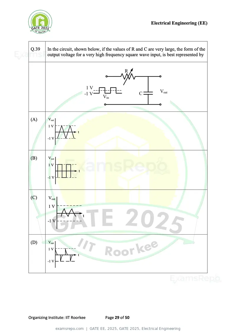 GATE EE 2025 question paper, GATE 2025, Electrical Engineering, page 29 of 50