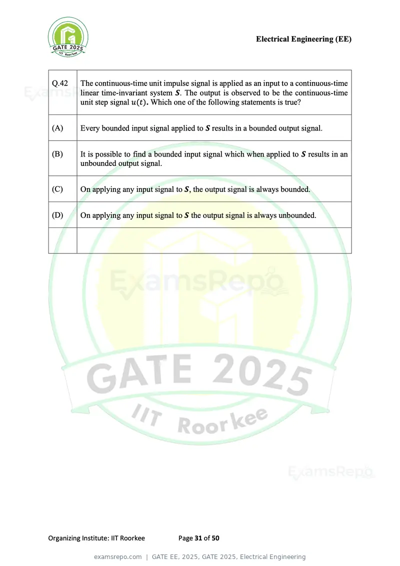 GATE EE 2025 question paper, GATE 2025, Electrical Engineering, page 31 of 50