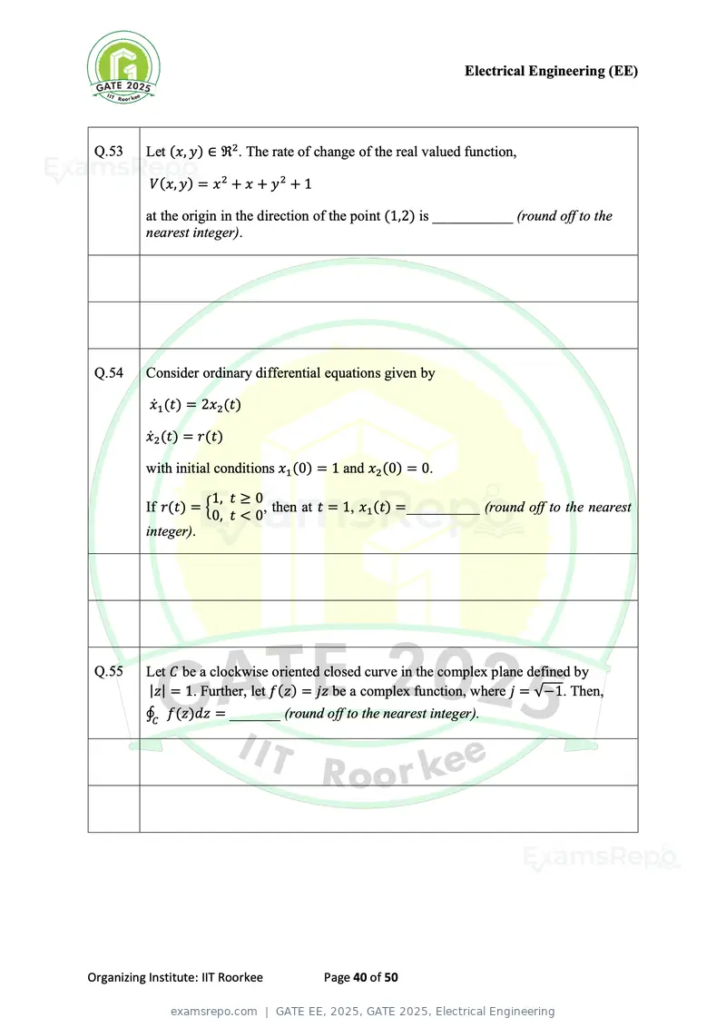 GATE EE 2025 question paper, GATE 2025, Electrical Engineering, page 40 of 50