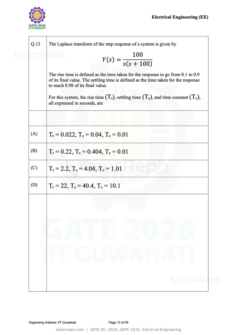 GATE EE 2026 question paper, GATE 2026, Electrical Engineering, page 13 of 55