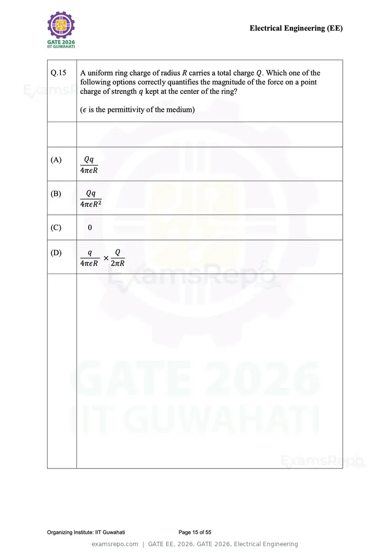 GATE EE 2026 question paper, GATE 2026, Electrical Engineering, page 15 of 55