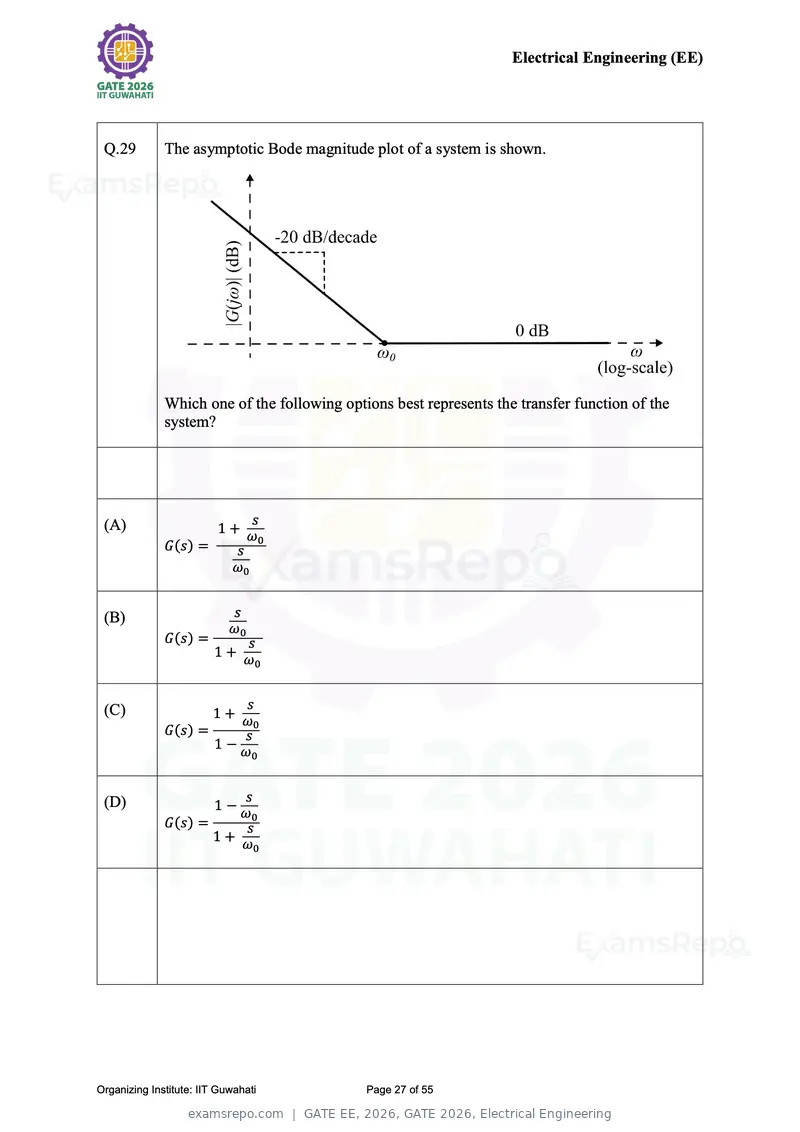 GATE EE 2026 question paper, GATE 2026, Electrical Engineering, page 27 of 55
