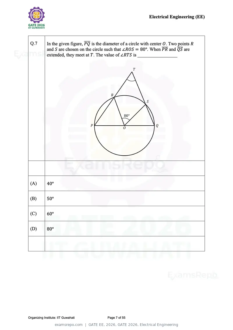 GATE EE 2026 question paper, GATE 2026, Electrical Engineering, page 7 of 55