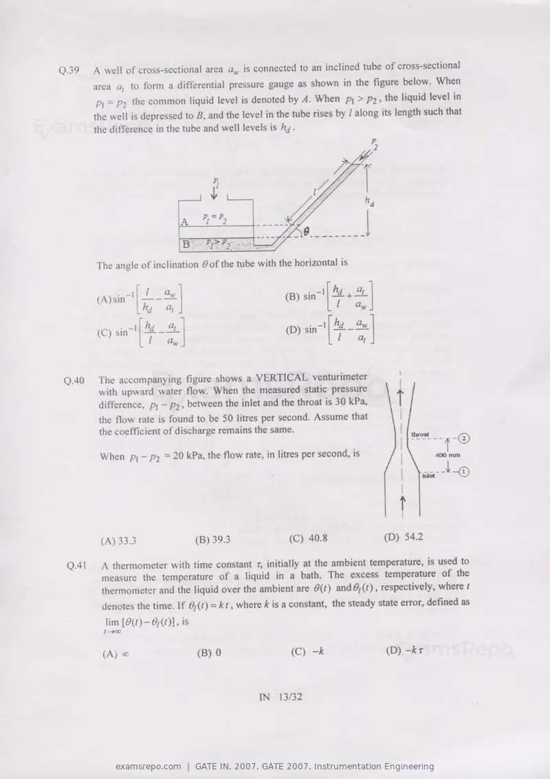 GATE IN 2007 question paper, GATE 2007, Instrumentation Engineering, page 13 of 27