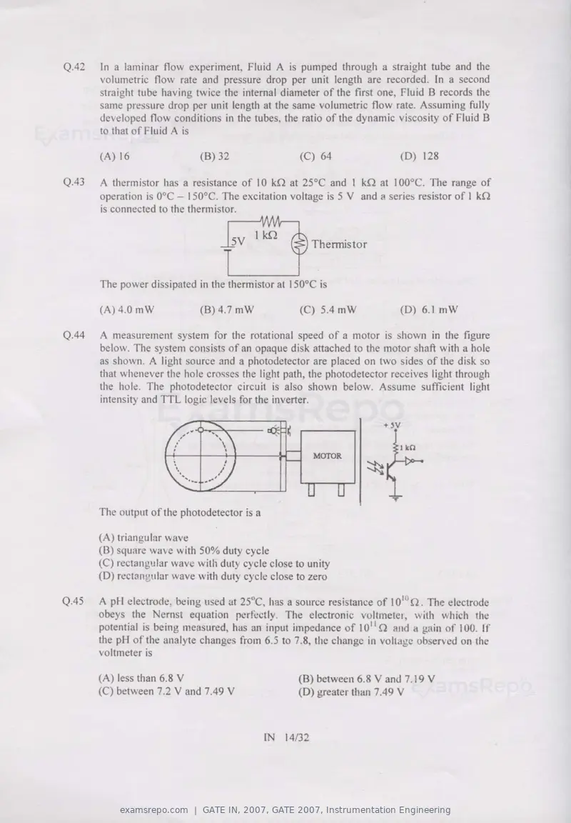 GATE IN 2007 question paper, GATE 2007, Instrumentation Engineering, page 14 of 27