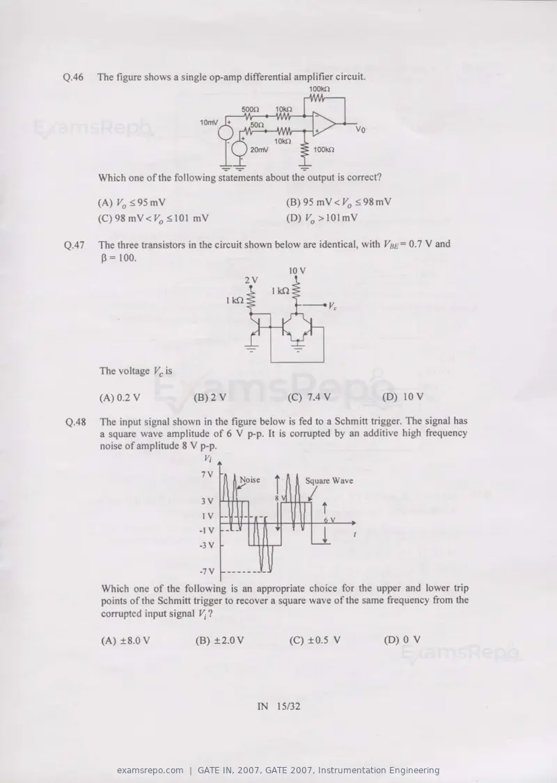 GATE IN 2007 question paper, GATE 2007, Instrumentation Engineering, page 15 of 27