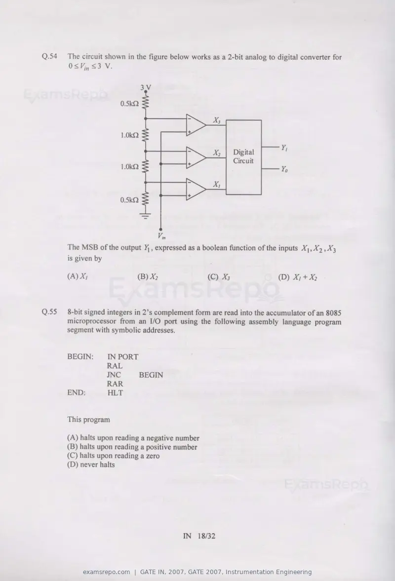 GATE IN 2007 question paper, GATE 2007, Instrumentation Engineering, page 18 of 27