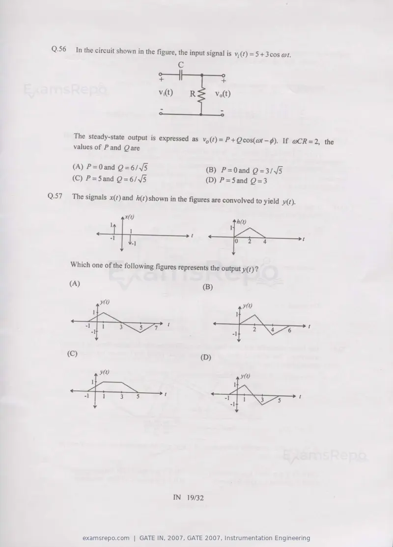 GATE IN 2007 question paper, GATE 2007, Instrumentation Engineering, page 19 of 27
