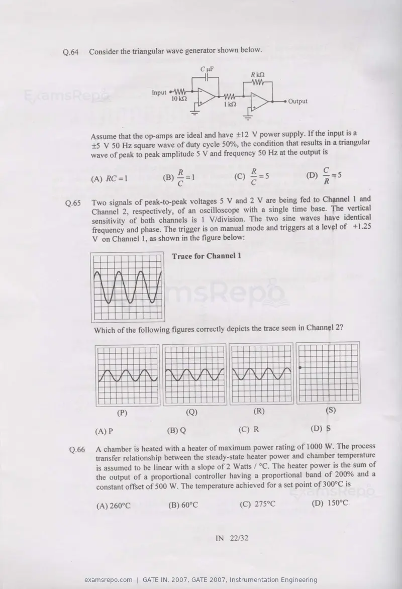 GATE IN 2007 question paper, GATE 2007, Instrumentation Engineering, page 22 of 27