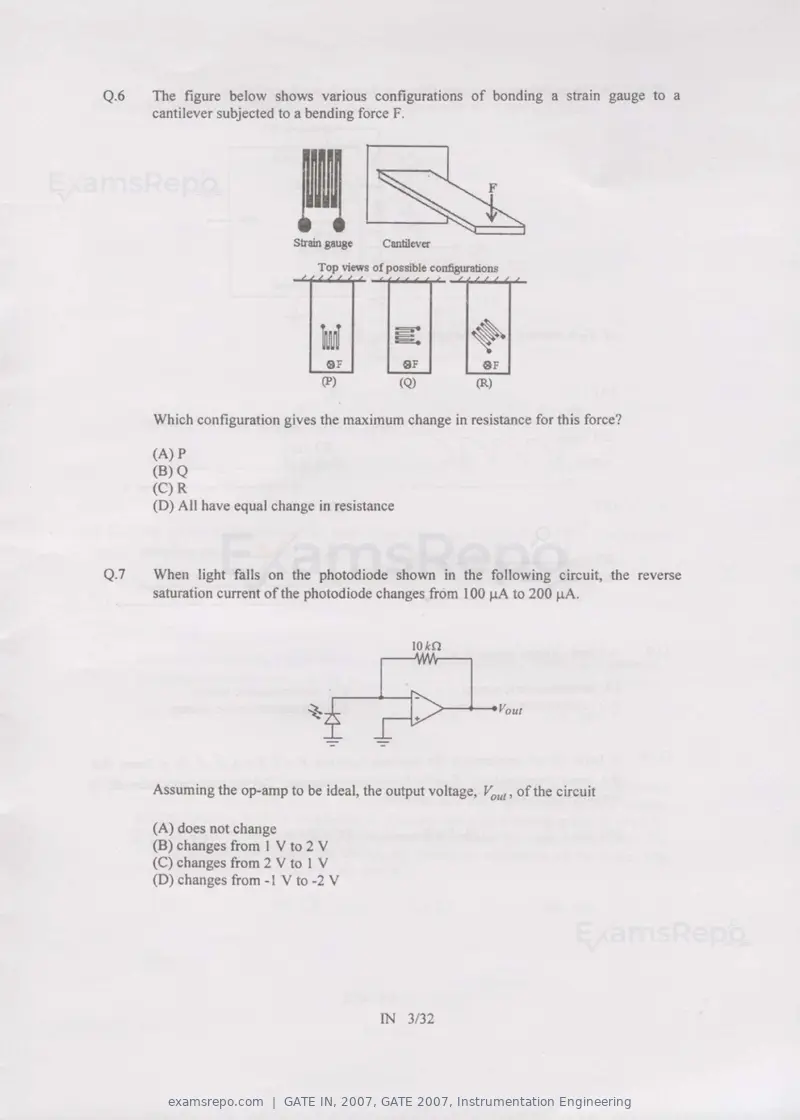 GATE IN 2007 question paper, GATE 2007, Instrumentation Engineering, page 3 of 27