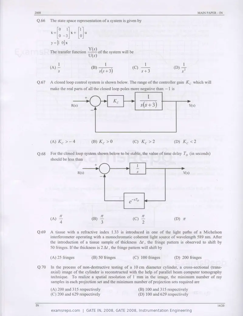GATE IN 2008 question paper, GATE 2008, Instrumentation Engineering, page 14 of 17