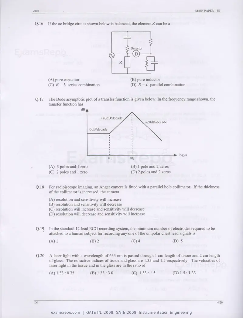 GATE IN 2008 question paper, GATE 2008, Instrumentation Engineering, page 4 of 17