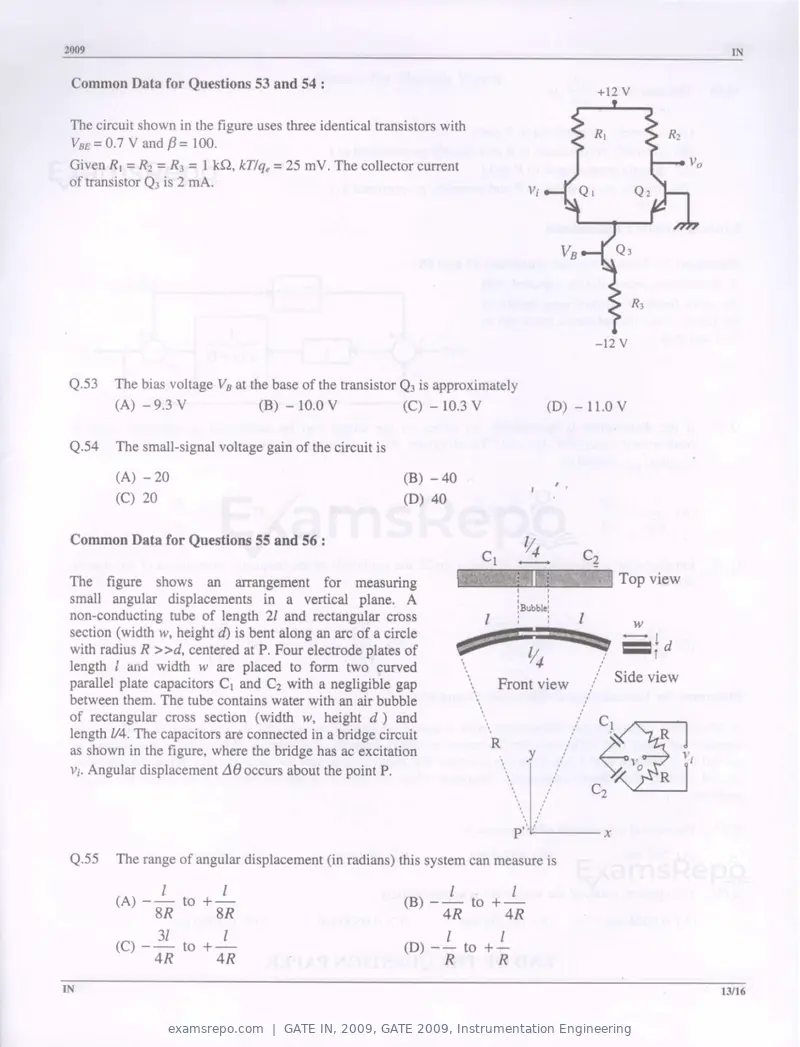 GATE IN 2009 question paper, GATE 2009, Instrumentation Engineering, page 13 of 14