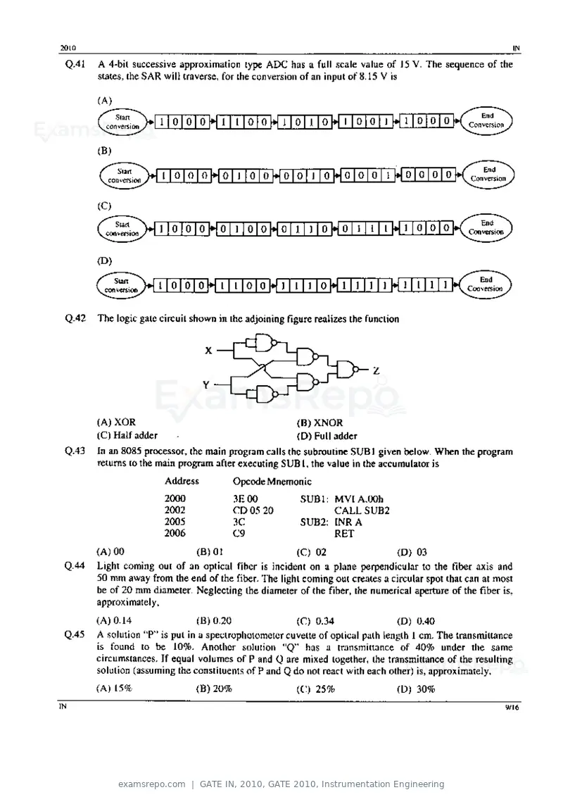 GATE IN 2010 question paper, GATE 2010, Instrumentation Engineering, page 9 of 16
