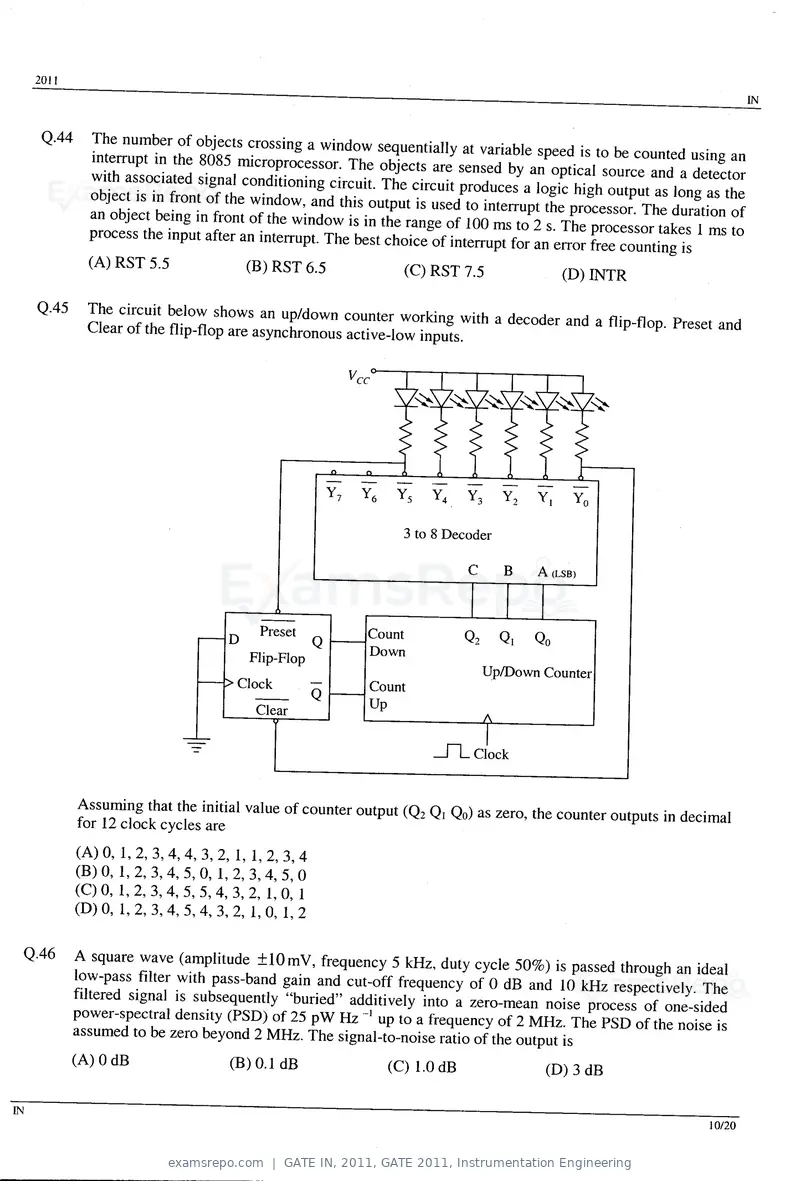 GATE IN 2011 question paper, GATE 2011, Instrumentation Engineering, page 10 of 14